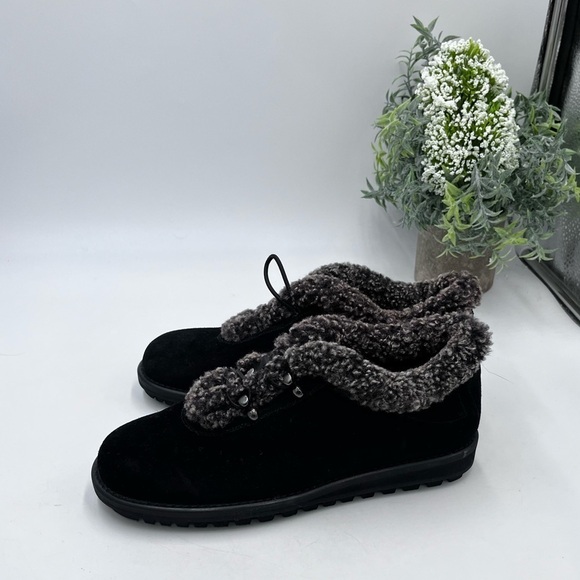 Stuart Weitzman Womens Faux Fur Lined Black Suede Leather Shoes Ankle Boots Sz 5 - Picture 5 of 16